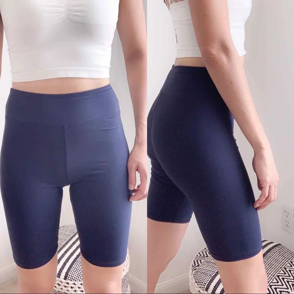 HIGH WAIST ELEVATE BIKE SHORTS - NAVY - Picture 1 of 8